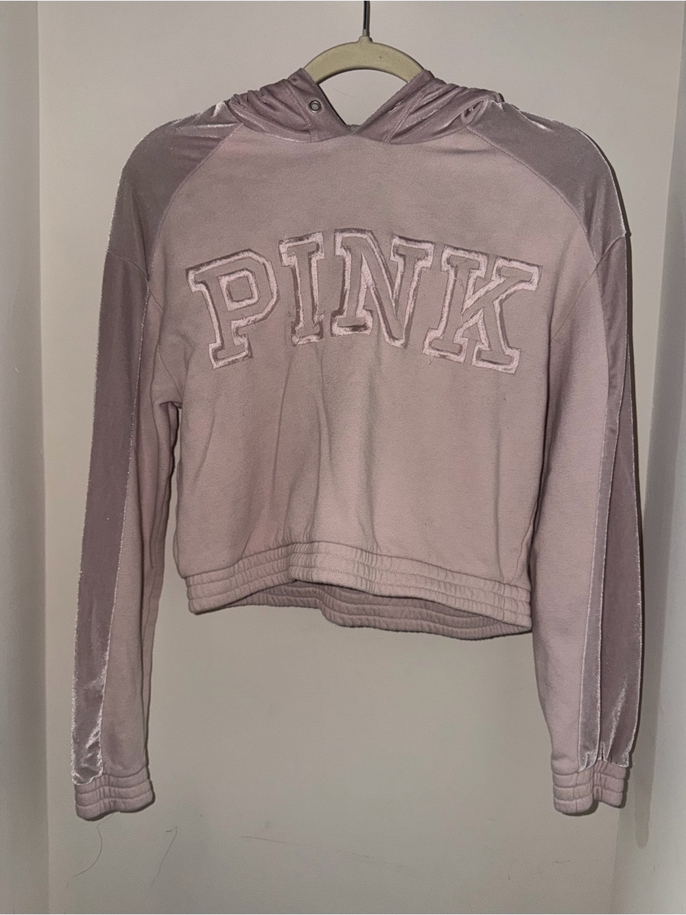 PINK Victoria's Secret Women’s Light Pink Cropped Hoodie